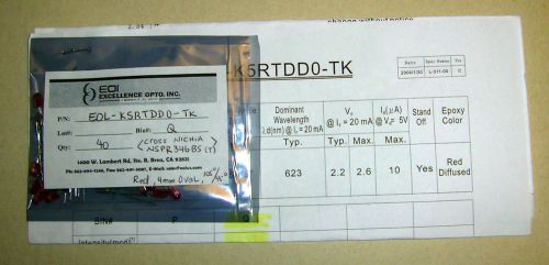 Lot of 40 Red Tinted  4MM LEDs #EOL-K5RTDD0-TK