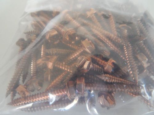 #10 x 1-1/2 Slotted Hex Head Washer Screw (Copper Plated) Package of 100
