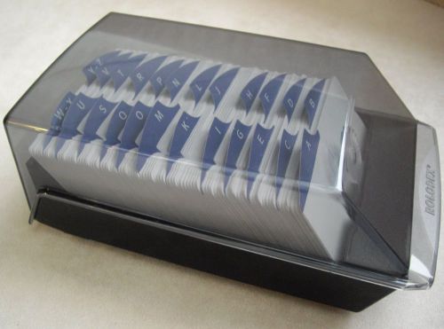 Rolodex VIP 24C Card File w/ index and 400 blank cards Smoke Color made in USA