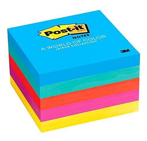 New Post-it Notes, 3 in x 3 in, Jaipur Collection, 5 Pads/Pack (654-5UC)