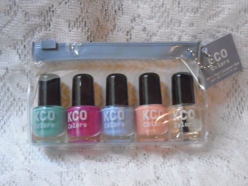 New sealed unopened kco colors set of 5 mini nail polish with bag for sale