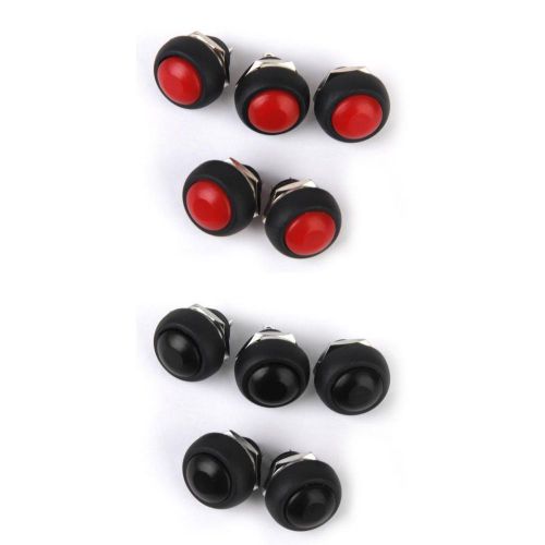 10Pcs Red/BLK Momentary Push Button Horn Switch OFF (ON) for Dashboard Boat Car