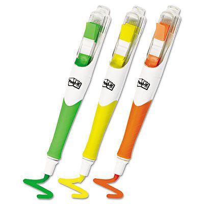 Flag + Highlighter, Yellow/Green/Orange, 50 Flags/Pen, 3/Pk 689-HL3FL