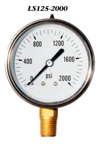 New Hydraulic Liquid Filled Pressure Gauge 0-2000 PSI