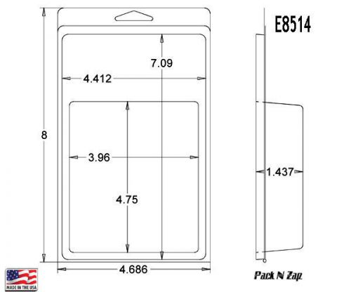 E85014: 250- 8&#034;H x 4.7&#034;W x 1.4&#034;D Clamshell Packaging Clear Plastic Blister Pack