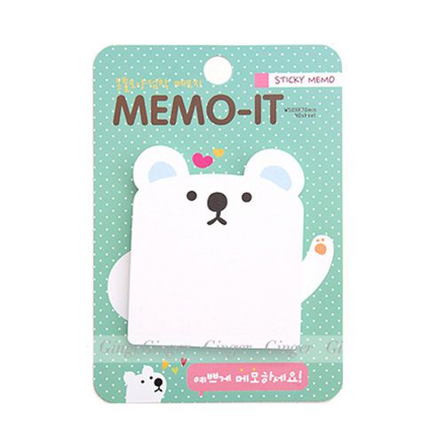 White Bear Animal Memo It Sticky Notes Sticker Bookmark Index Post It Pads Flags