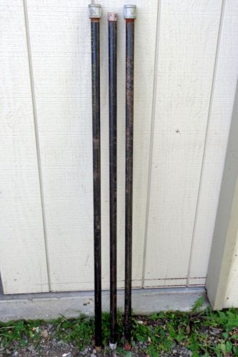 Lot of 3 black 3/4&#034; iron pipe 48&#034; long with galvanized coupling propane gas EXC
