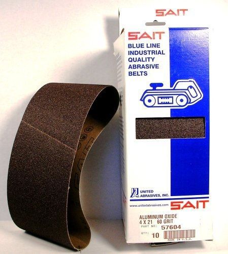 Sait 57604 closed coat aluminum oxide 4-inch x 21-inch 1-ax 60 grit sanding for sale