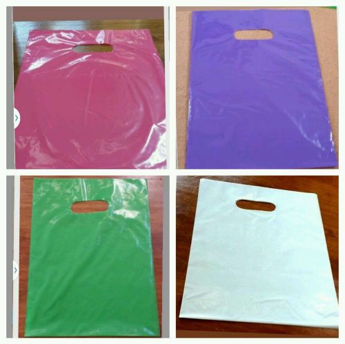 100 12&#034;x15&#034;  Multi Color Plastic Merchandise Bags Handle Retail Gift Party Bags