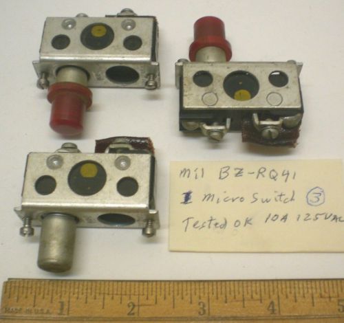 3 Mil. Snap Action Switches, 10 Amps @ 125V, MICRO SWITCH, BZ-RQ41, Made in USA