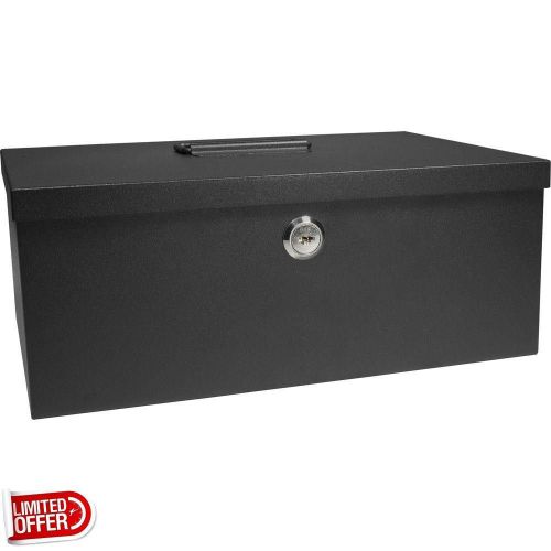 Sale barska cb11792 17 inch cash box &amp; 6 compartment tray safe w/ key lock, for sale