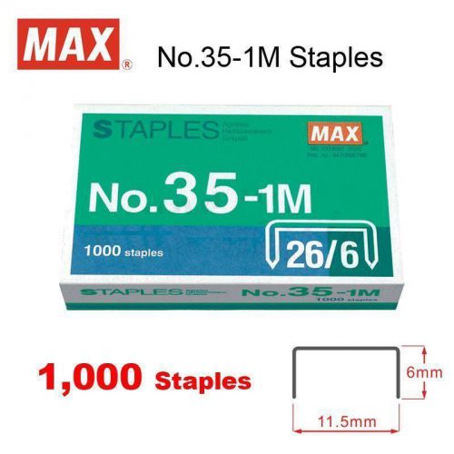 MAX STAPLES 1000 STAPLES MAX No.35-1M Staples (6mm,26/6) free ship