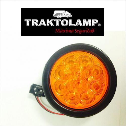 LED TAIL LIGHT FOR TRUCK, TRAILER, BUS - 4&#034; 10 FLASHING LED AMBER LENS (12V/24V)