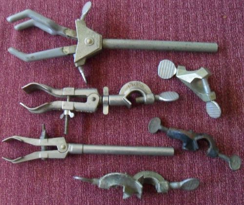 Vintage fisher castaloy clamps glass tube holders 3 prong clamp etc lab science for sale