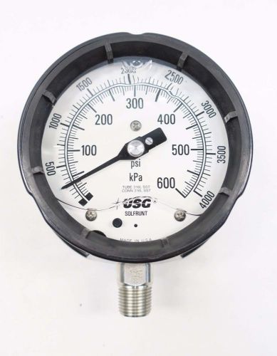 New usg 63148-62-9 solfrunt silicone filled gauge 0-600psi 1/2 in npt d531280 for sale