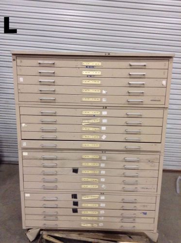Hamilton 20 Drawer Tan Metal Blueprint Flat Filing File Cabinet; 4 Section
