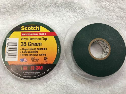 Scotch Professional Grade Vinyl Electric Tape 35 Green, 3M, 3/4&#034; x 66&#039; Strong