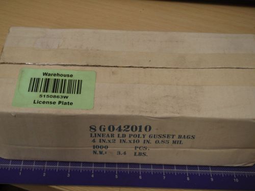 1,000: LINEAR POLY GUSSETED BAGS, 8G042010 , 10&#034;x4&#034; !11A!