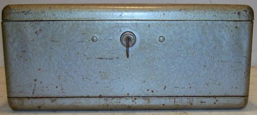 Vintage Metal Lock Box with Key 10 3/8&#034; X 4 1/2&#034; X 7 1/4&#034;