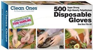OpenBox Clean Ones Disposable HDPE Poly Gloves, One Size Fits All - 500ct
