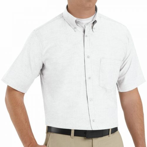 White Dress Shirt 19 Red Kap Men&#039;s Oxford Button Collar Front Uniform SS New
