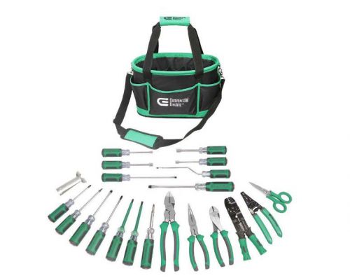Commercial electric 22-piece electrician&#039;s tool set wire pliers kit bag new for sale