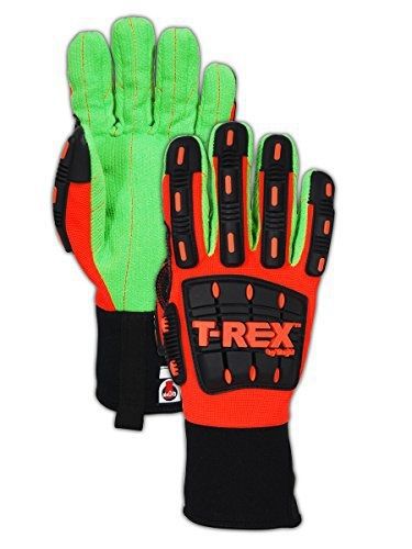 Magid Safety TRX505XL T-REX Hi-Viz Impact Gloves with Cotton Canvas Palm,