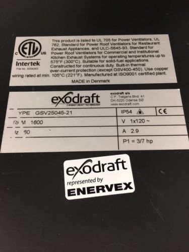 Enervex, Exhausto GSV grease fan, kitchen exhaust GSV-25045-21