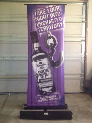 Blackberry infused whisky retractable roll up banner stand, display 33&#034; x 79&#039;&#039; for sale