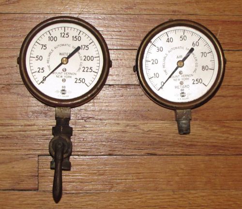 *l@@k* antique set reliable automatic fire/sprinkler alarm water and air gauges for sale