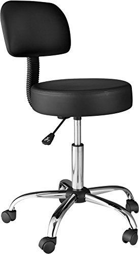 OneSpace 60-1019 Medical Stool with Back Cushion, Black