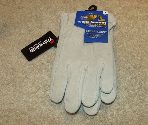 Wells Lamont Mens Leather Work/Winter/Lined/Insulated Gloves-Beige-Large-New!