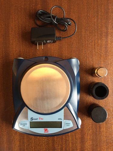 Ohaus scout pro sp402 400g x .01g weighing balance/scale w/ 200g weight for sale