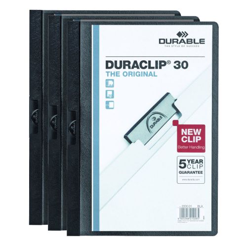 Vinyl DuraClip Report Cover, Letter, Holds 30 Pages, Clear/Graphite, Pack of 3