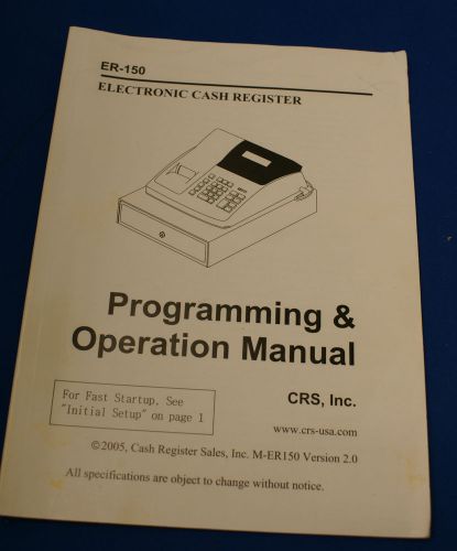 ER-150 PROGRAMMING AND OPERATION Electronic Cash Register Manual, good condition