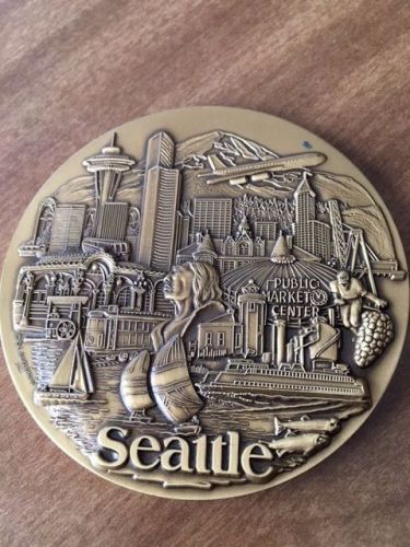 Seattle, city medallion with stand for office desk , unique for sale