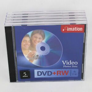 Imation DVD+RW Discs Pack of 5 4X 2 Hr Unopened
