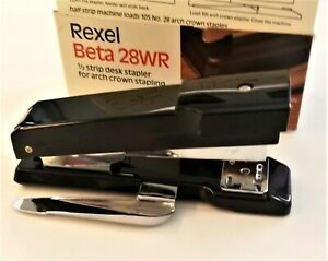 Vintage Rexel Beta 28WR Stapler Black with Original Box Arch Crown Stapling NEW