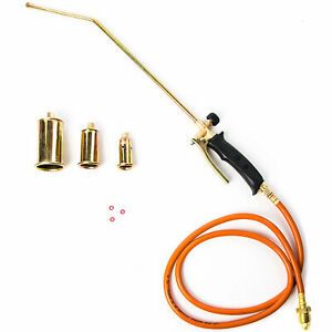 Propane Blow Torch w/ 3x Nozzles Portable Melting Ice Snow Lawn Weed Fire Burner