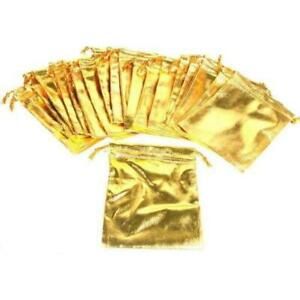 24 Gold Metallic Drawstring Jewelry Pouches 4&#034; x 5&#034;