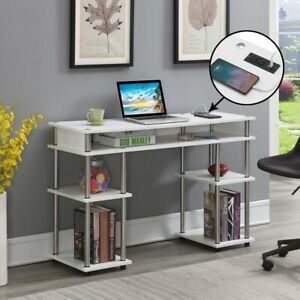 Designs2go No Tools Student Desk With Charging Station , White