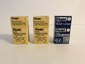 New Pentel Refill Film Lead &amp; Blue Lead 0.7mm / 12 Tubes In Each Box
