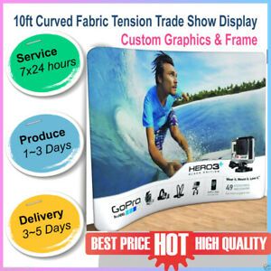 10ft Curved Tension Fabric Backdrop Wall Trade Show Display Pop Up Booth Exhibit
