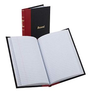 Boorum &amp; Pease 96304 Record/Account Book, Black/Red Cover, 144 Pages, 5 1/4 x 7