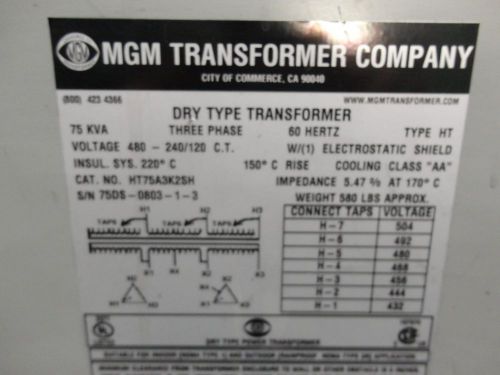 MGM 75 KW TRANSFORMER