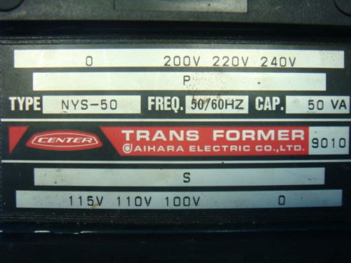 Aihara Electric Center Transformer NYS-50 Used