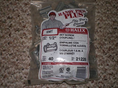 Halex 1/2&#034; emt metallic set screw coupling 21228 (bag of 37)- new for sale