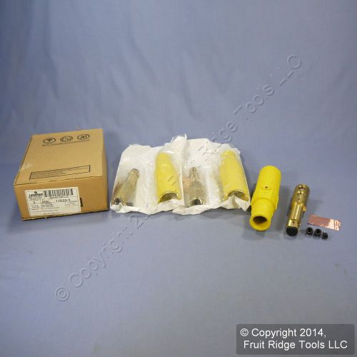 3 Leviton Yellow 17 Series Male Cam-Type Plugs Dual Set Screw 690A 600V 17D22-Y