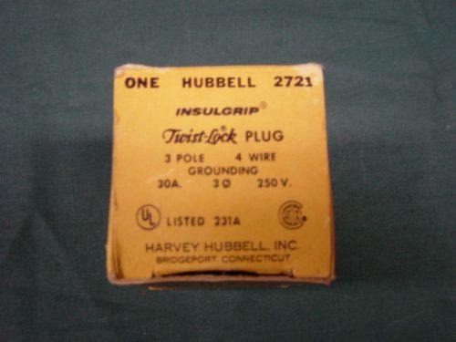 New L6-30R 4 WIRE, 3 PHASE HUBBELL 2721 AC PLUG (NIB)