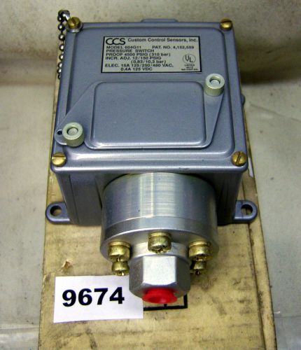 (9674) Custom Control Sensors Pressure Switch 15A 125/250/480VAC